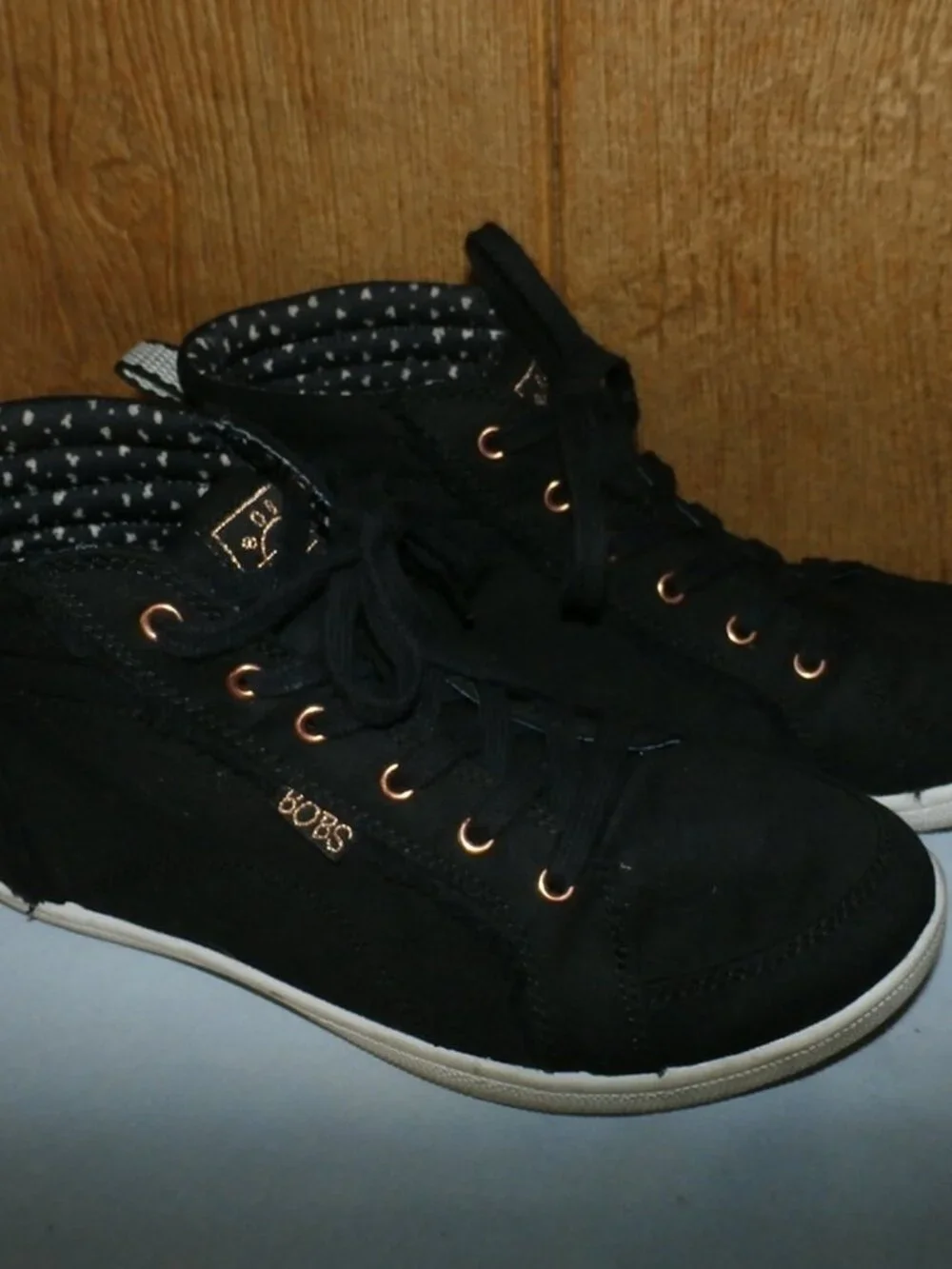 BOBS by Skechers Women’s Black High Top Lace Up Sneakers Comfort Shoes Size 8